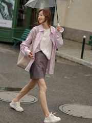 ヴィンテージハイウエストPUレザーミニスカート