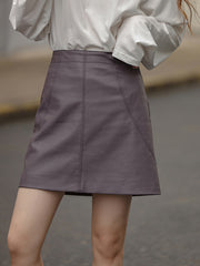 ヴィンテージハイウエストPUレザーミニスカート