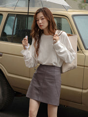 ヴィンテージハイウエストPUレザーミニスカート