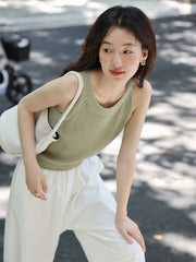 通気性リネンタンクトップ