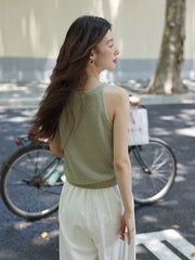 通気性リネンタンクトップ