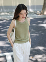 通気性リネンタンクトップ