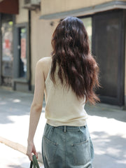 通気性リネンタンクトップ