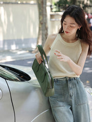 通気性リネンタンクトップ