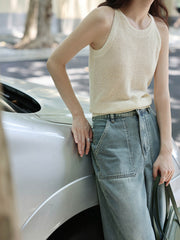 通気性リネンタンクトップ