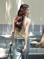 通気性リネンタンクトップ