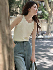 通気性リネンタンクトップ