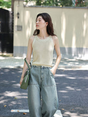 通気性リネンタンクトップ