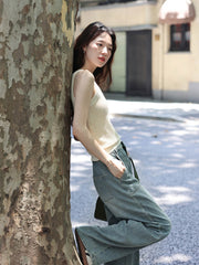 通気性リネンタンクトップ