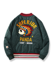 パンダ酋長刺繍 入りベースボールジャケット