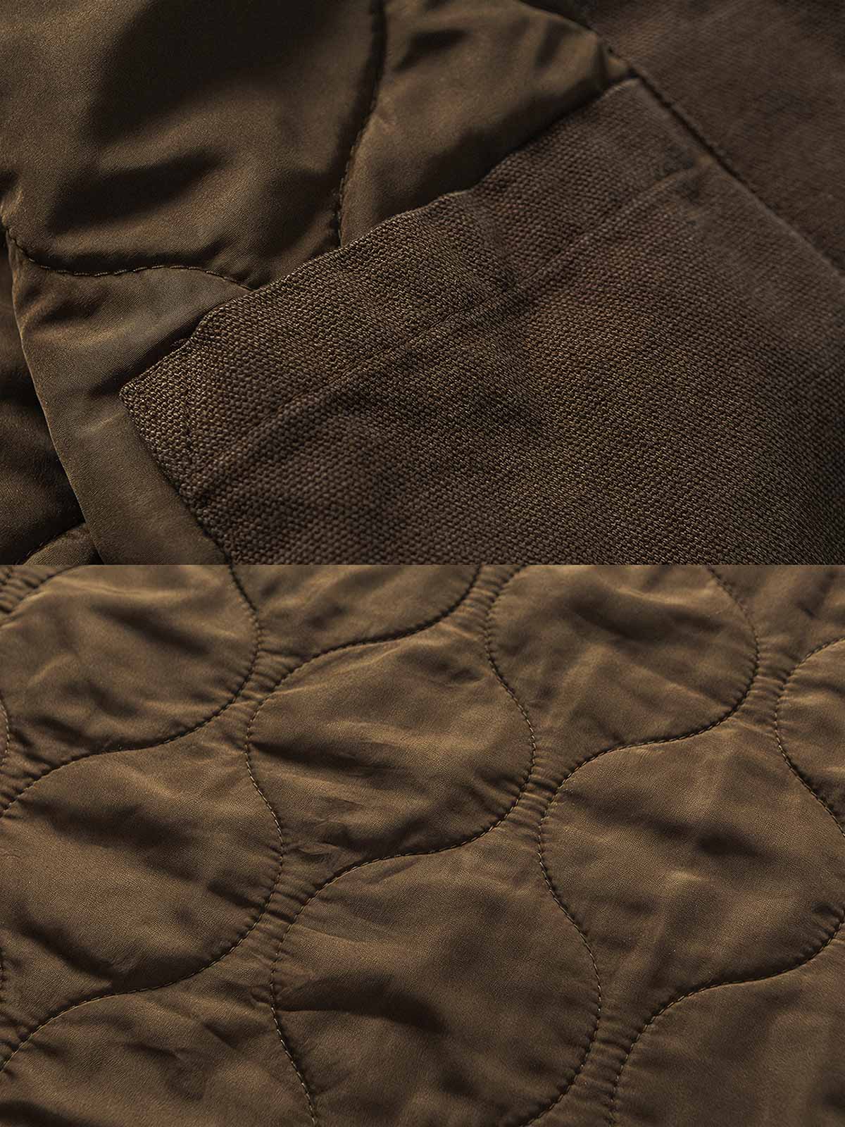 製品画像
"改良型 M51 スタンドカラー ワーク 中綿ジャケット、1950年代の米軍冬季制服を基にした現代的な改良型、ヴィンテージ感のある水洗い処理と自然な色あせ、加厚設計で防寒性と耐久性を強化"
詳細画像
"M51スタイルの改良型ワークジャケット、精緻な水洗い処理でヴィンテージ感のある外観、スタンドカラーで防寒性を高め、加厚設計とゆったりシルエットで快適な着心地を提供、大きなポケットとシンプルなボタンが特徴"