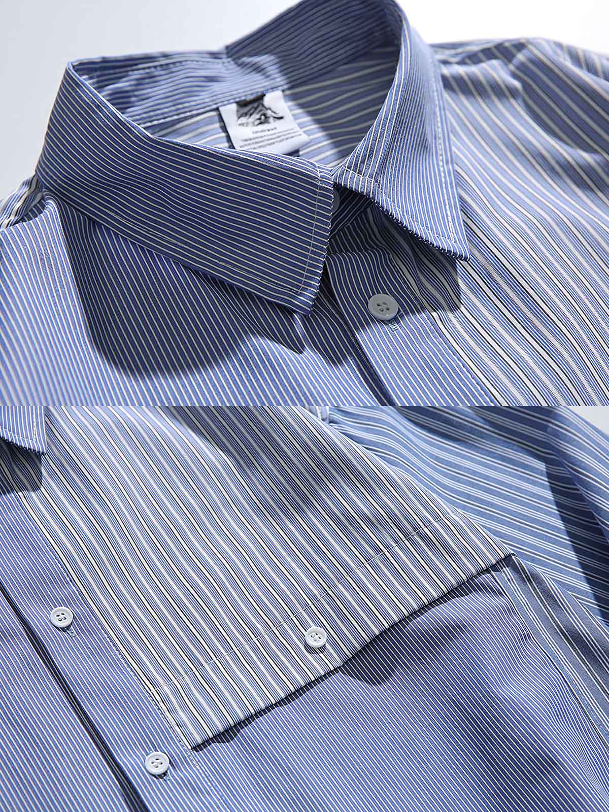 製品画像
アシンメトリックストライプシャツ、クラシックなストライプ柄に個性的な切り替えデザインを施し、ファッション性と快適さを兼ね備えた一着。
詳細画像
アシンメトリックストライプデザインと混紡素材、コットンとポリエステルの優れた組み合わせがシワになりにくく、手入れが簡単。四季を通して着用可能な長袖シャツ。