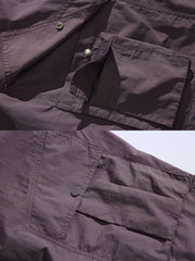 製品画像: 4色展開 アウトドア カーゴパンツ。100%ナイロン素材で耐久性と防風性を兼ね備えた、多機能パンツの全体展示図。
詳細画像: 裏起毛加工で保温性を高めた素材と、多ポケットディテールのクローズアップ。冬のアウトドア活動に便利な設計。