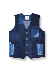 藍染刺子パッチワークベスト