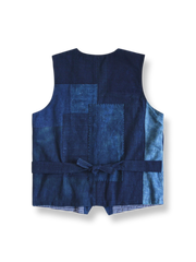 藍染刺子パッチワークベスト