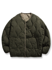 リバーシブル 波形キルティング Vネック ダウン