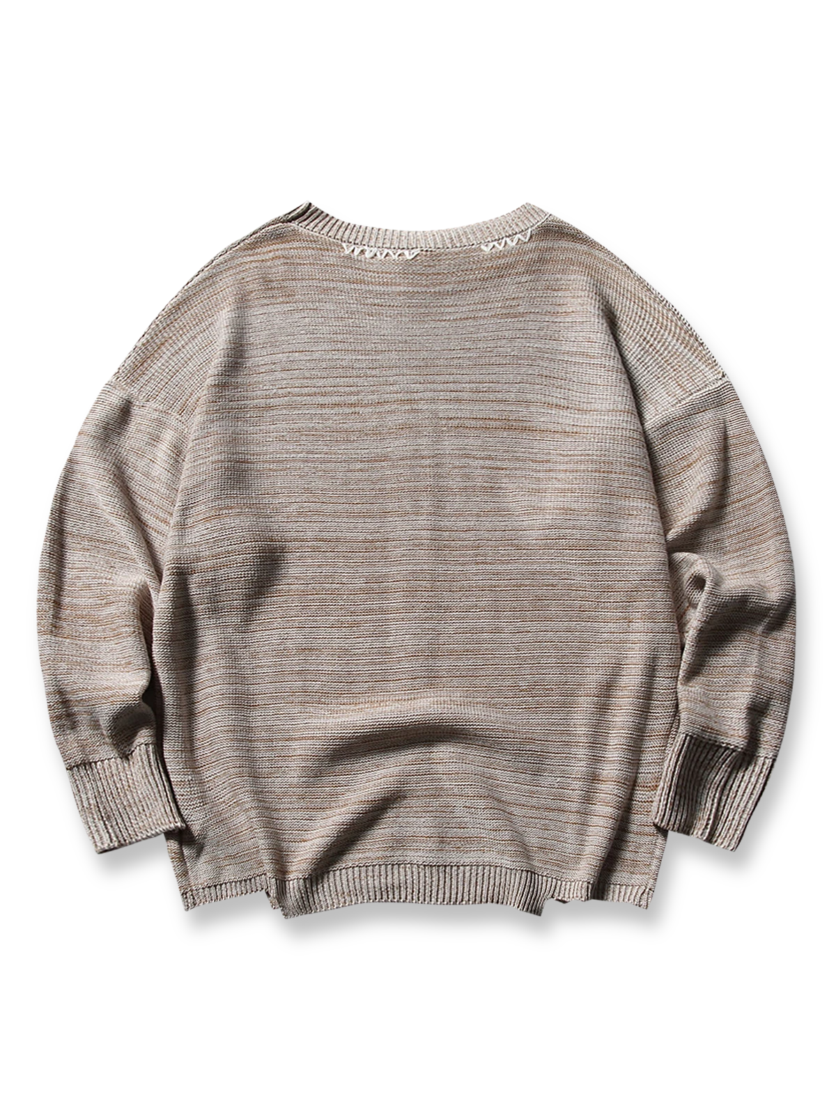 製品画像
グレージュ色とオリーブグリーンの切り替えデザインが特徴的なハンドステッチニットセーター、精緻な手作業で仕上げられ、アクリルとコットンの混紡素材で快適な着心地と暖かさを提供
詳細画像
精緻な手作業によるハンドステッチが施されたニットセーター、グレージュとオリーブグリーンの色のコントラストが美しく、アクリル50%とコットン50%の混紡素材で、肌触りが良く、通気性も優れたデザイン