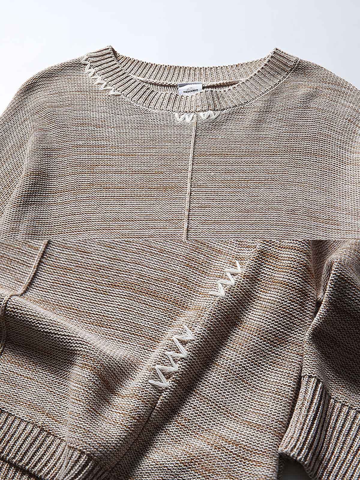 製品画像
グレージュ色とオリーブグリーンの切り替えデザインが特徴的なハンドステッチニットセーター、精緻な手作業で仕上げられ、アクリルとコットンの混紡素材で快適な着心地と暖かさを提供
詳細画像
精緻な手作業によるハンドステッチが施されたニットセーター、グレージュとオリーブグリーンの色のコントラストが美しく、アクリル50%とコットン50%の混紡素材で、肌触りが良く、通気性も優れたデザイン