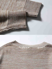 製品画像
グレージュ色とオリーブグリーンの切り替えデザインが特徴的なハンドステッチニットセーター、精緻な手作業で仕上げられ、アクリルとコットンの混紡素材で快適な着心地と暖かさを提供
詳細画像
精緻な手作業によるハンドステッチが施されたニットセーター、グレージュとオリーブグリーンの色のコントラストが美しく、アクリル50%とコットン50%の混紡素材で、肌触りが良く、通気性も優れたデザイン