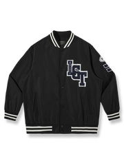 アルファベットパッチ刺繍入りベースボールジャケット