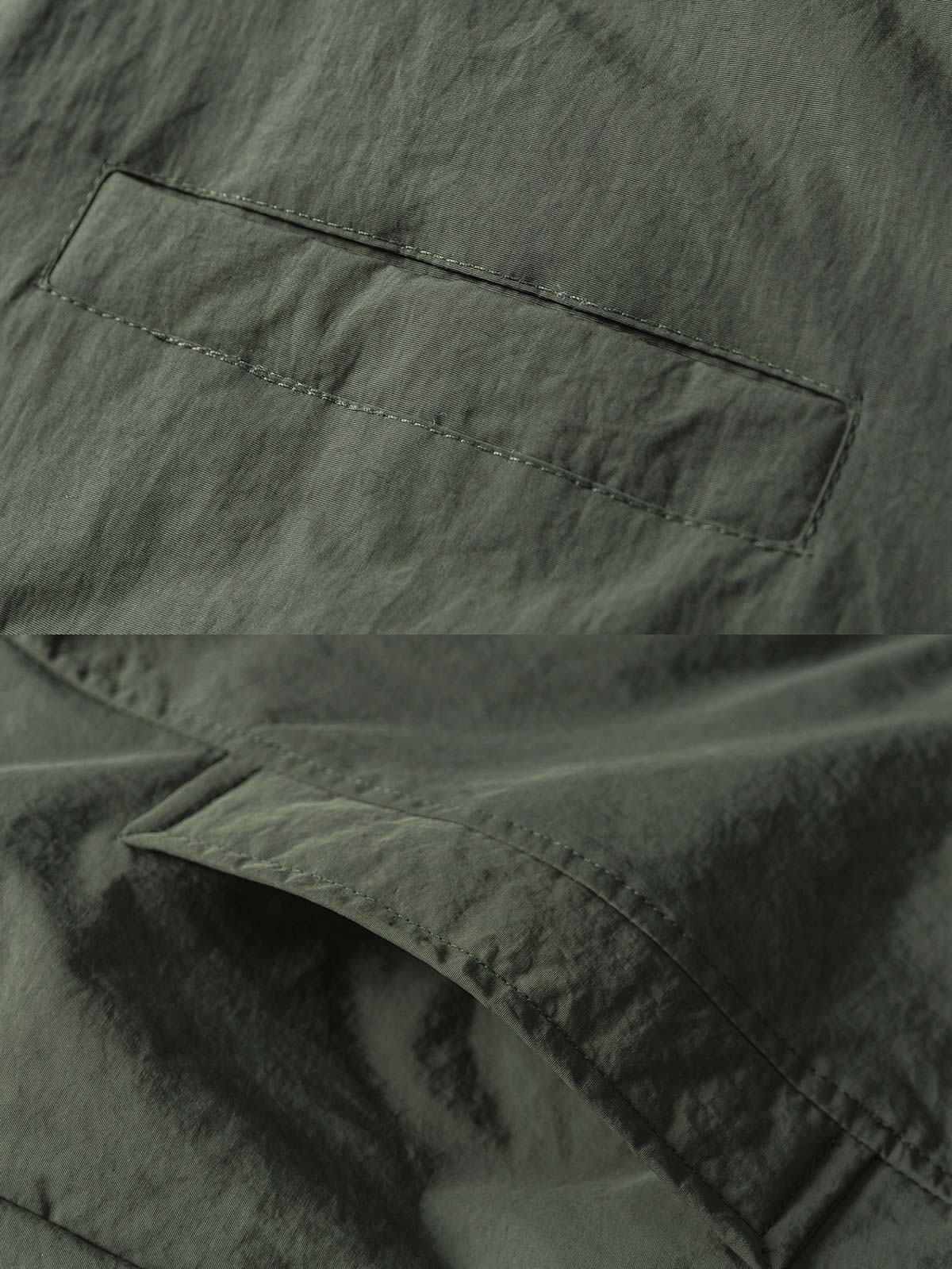 製品画像
「シワ感 開襟 ワーク 中綿ジャケットの全体像。クラシックな開襟デザインとシワ感素材が特徴の防風・保温性に優れたレトロワークスタイルジャケット」
詳細画像
「シワ感 開襟 ワーク 中綿ジャケットの胸ポケットと開襟デザインのディテール。耐久性と実用性を兼ね備えた素材感のクローズアップ」