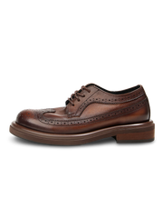 ブローグ彫刻 牛革レザーシューズ