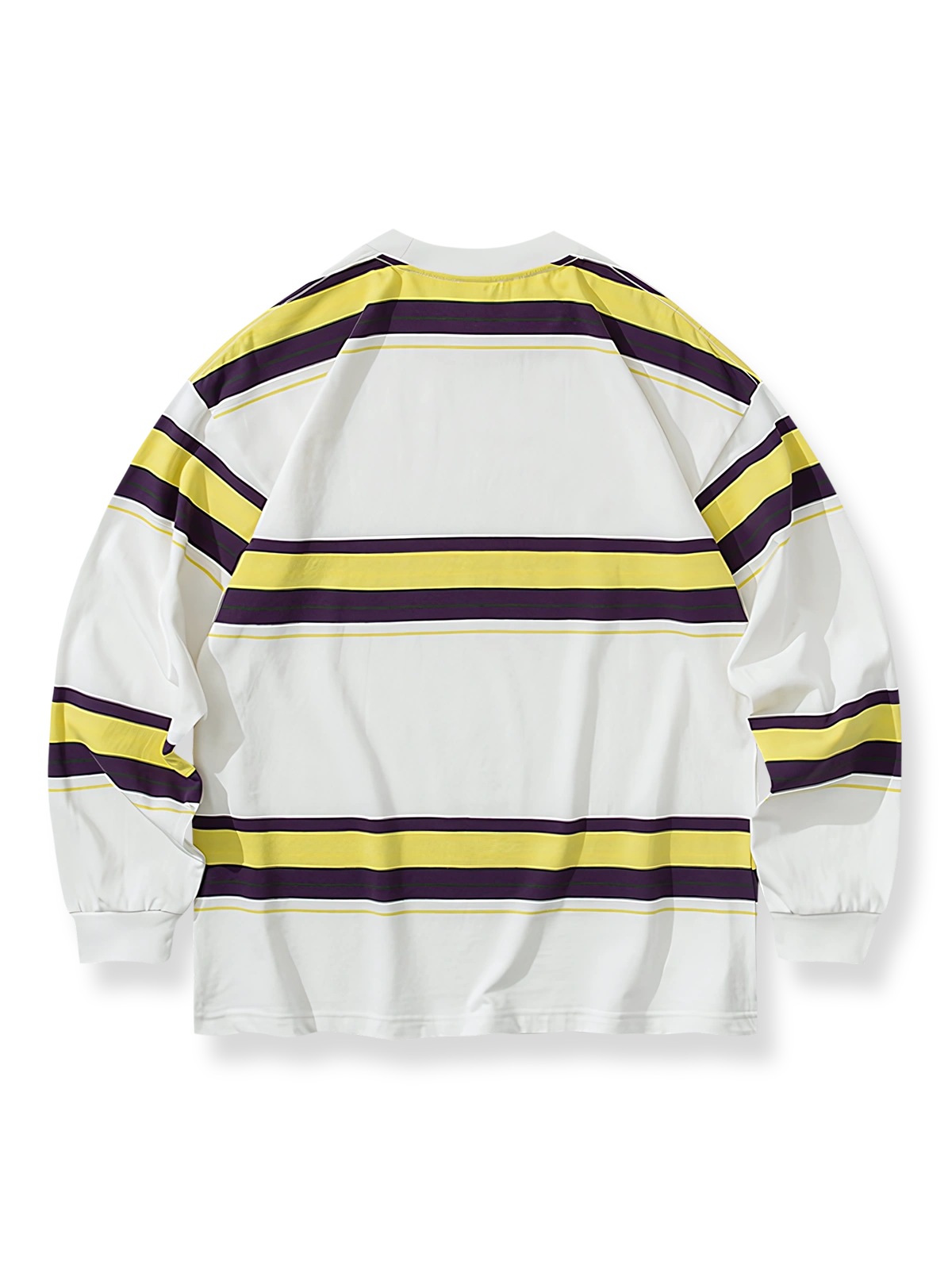 レトロなカラーストライプ長袖Tシャツの正面展示