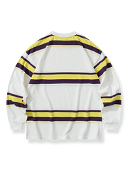 レトロなカラーストライプ長袖Tシャツの正面展示