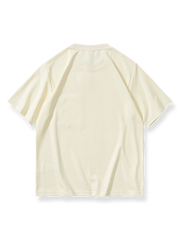 ベージュのスタッズポケット付き無地半袖Tシャツの正面展示