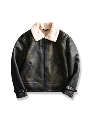 襟ボア レザージャケット