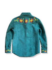 刺繍入り スエード シャツ