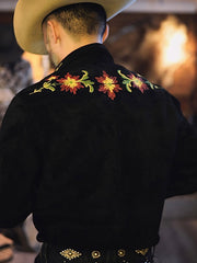 刺繍入り スエード シャツ