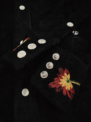 刺繍入り スエード シャツ
