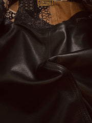 刺繍入り スエード シャツ