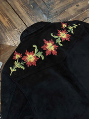 刺繍入り スエード シャツ