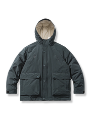 立体ポケットxフード付き ダウンジャケット