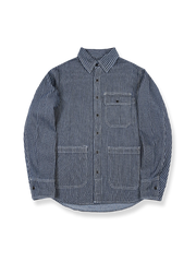 ストライプ ワークデニムシャツ