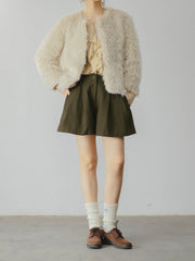 ノーカラー フリースジャケット