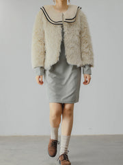 ノーカラー フリースジャケット