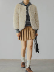 ノーカラー フリースジャケット