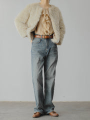 ノーカラー フリースジャケット