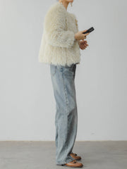 ノーカラー フリースジャケット