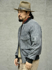 ハウンドトゥース柄 中綿ジャケット