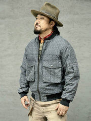 ハウンドトゥース柄 中綿ジャケット