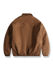 無地 立体ポケット 襟付き中綿ジャケット