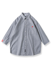 五分袖ストライプシャツ