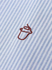 詳細画像:シンプルなストライプエンブロイダリーシャツの詳細画像