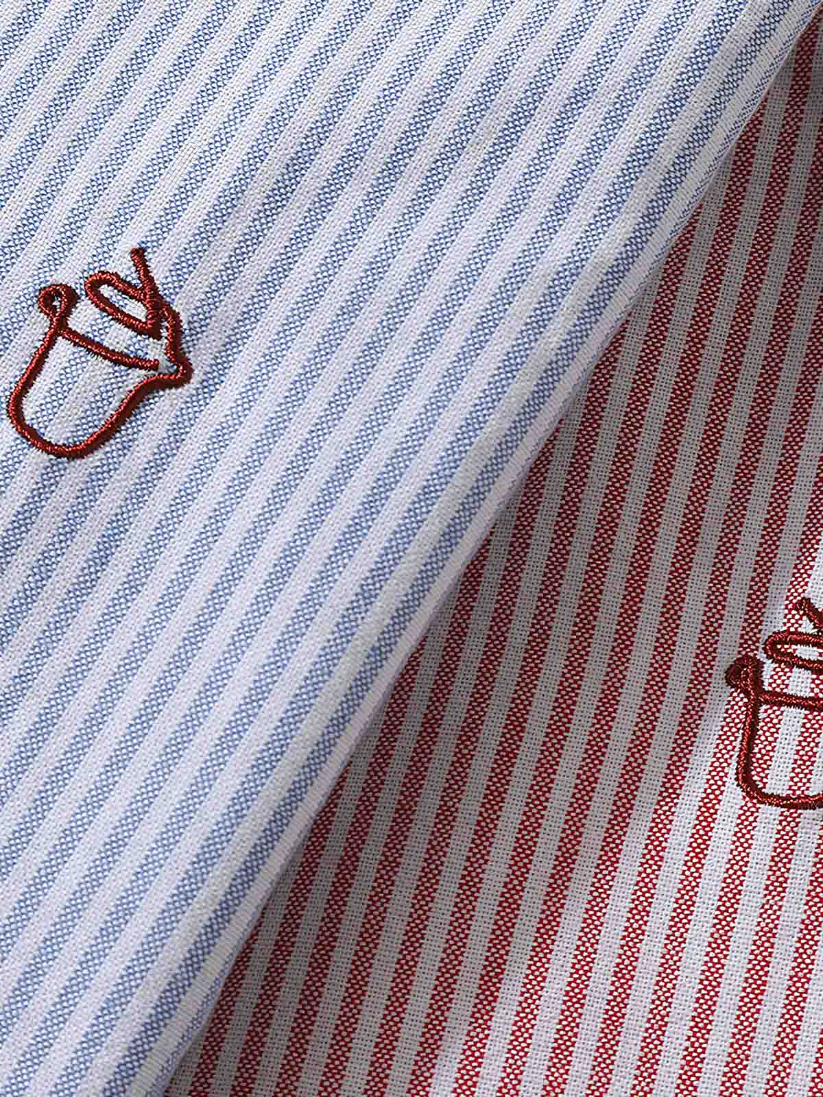 詳細画像:シンプルなストライプエンブロイダリーシャツの詳細画像