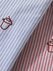 詳細画像:シンプルなストライプエンブロイダリーシャツの詳細画像