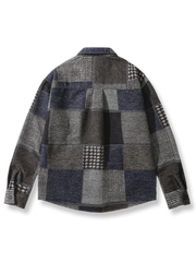 ヘリンボーンパッチワークウールシャツ